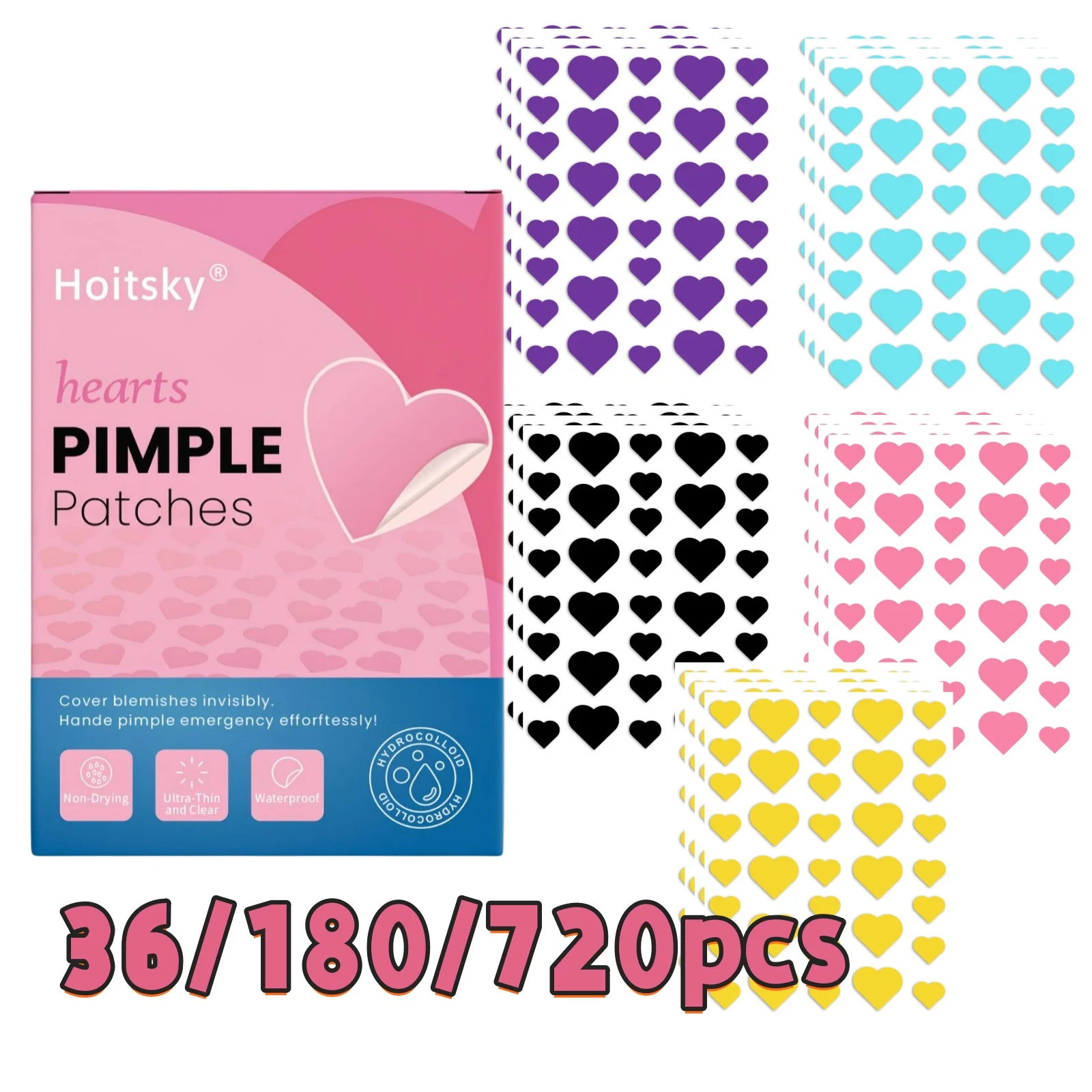 36/180/720-Piece Acne Patches - Light Beige Spot Stickers for Face, Covers Acne & Blemishes