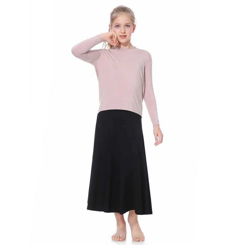 Vêtements d'été à manches longues pour adolescentes, tissu modal, buste ample, haut souple pour enfants, fille, mère, mode féminine, vêtements scopiques brefs