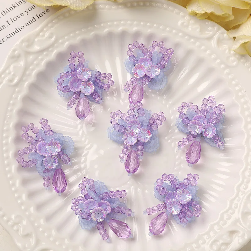 Clear Crystal Seed Bead Water Drop Flower Cluster Shoe Charms 1 Piece for Clogs Summer Lightweight Premium Elegant DIY Gift