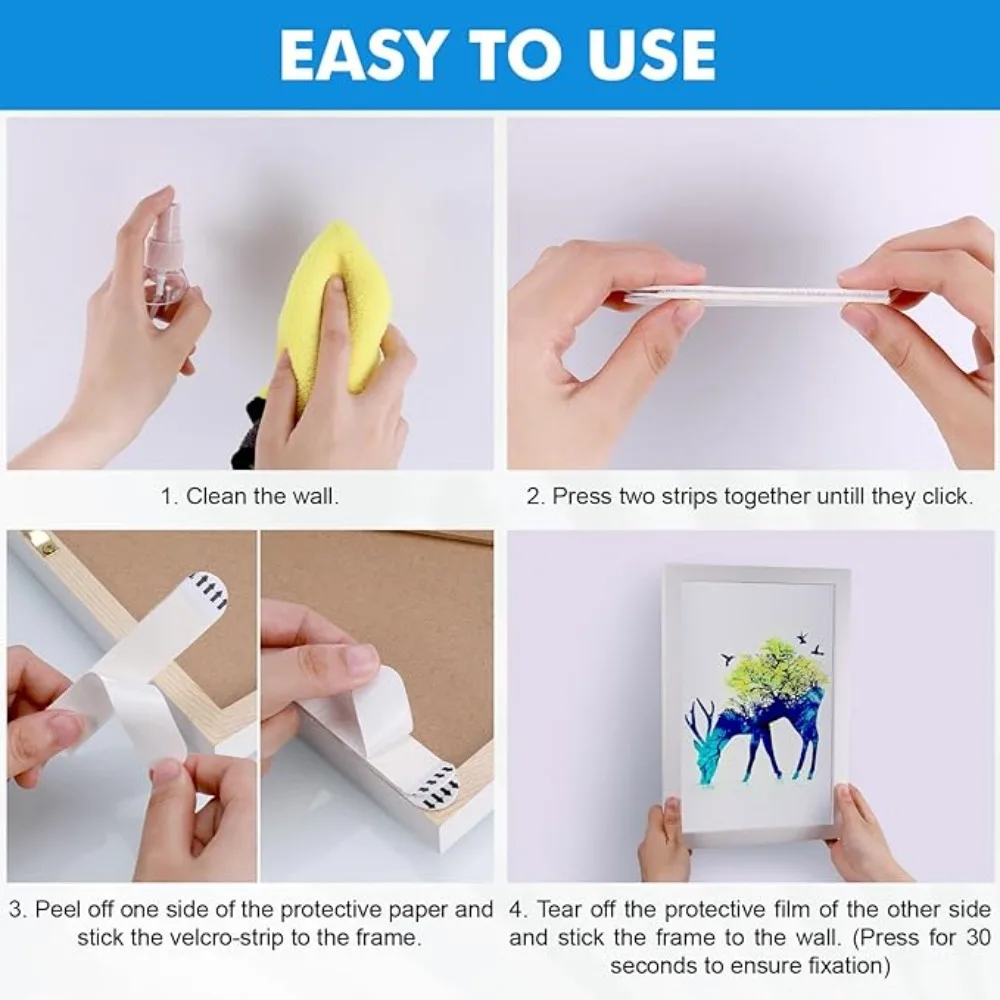 Removable Adhesive Hook Loop Tape Picture Hanging Strips No Wall Damage Fixing Wall Hanger DIY Punch-free Curtain Art Stickers