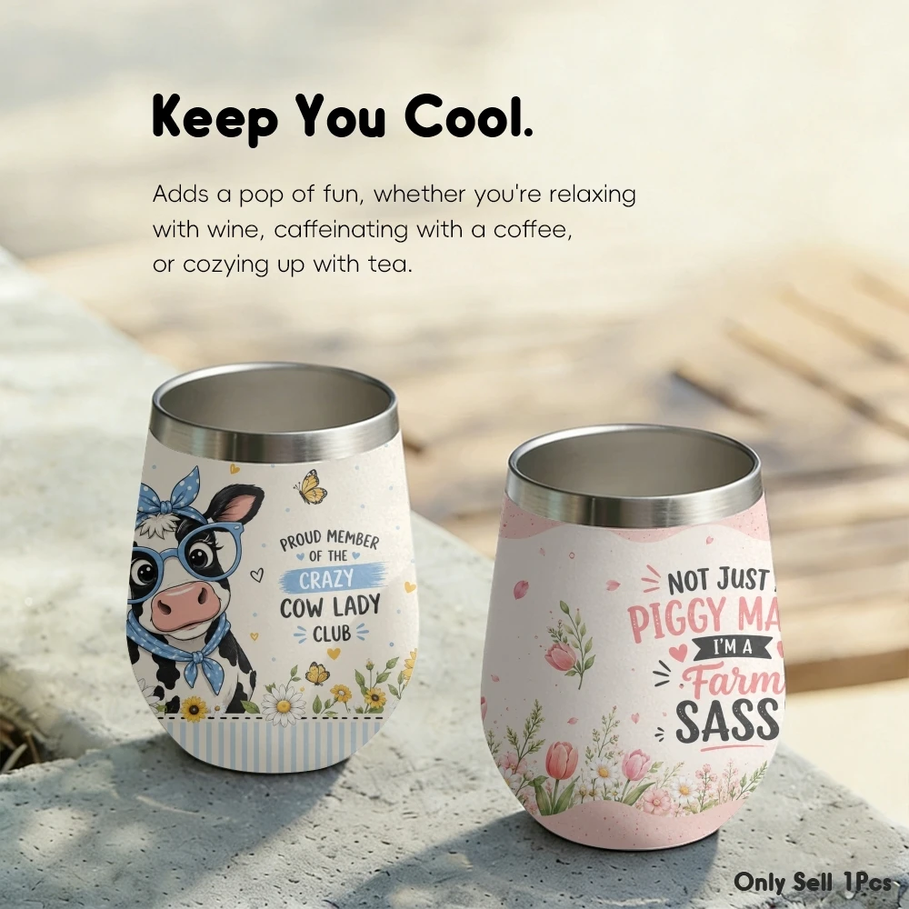 Cute Country Art Vacuum Flasks 12oz Insulated Stainless Steel Mug with Lid Double Wall Vacuum Drink Coffee Cup Travel Tumbler