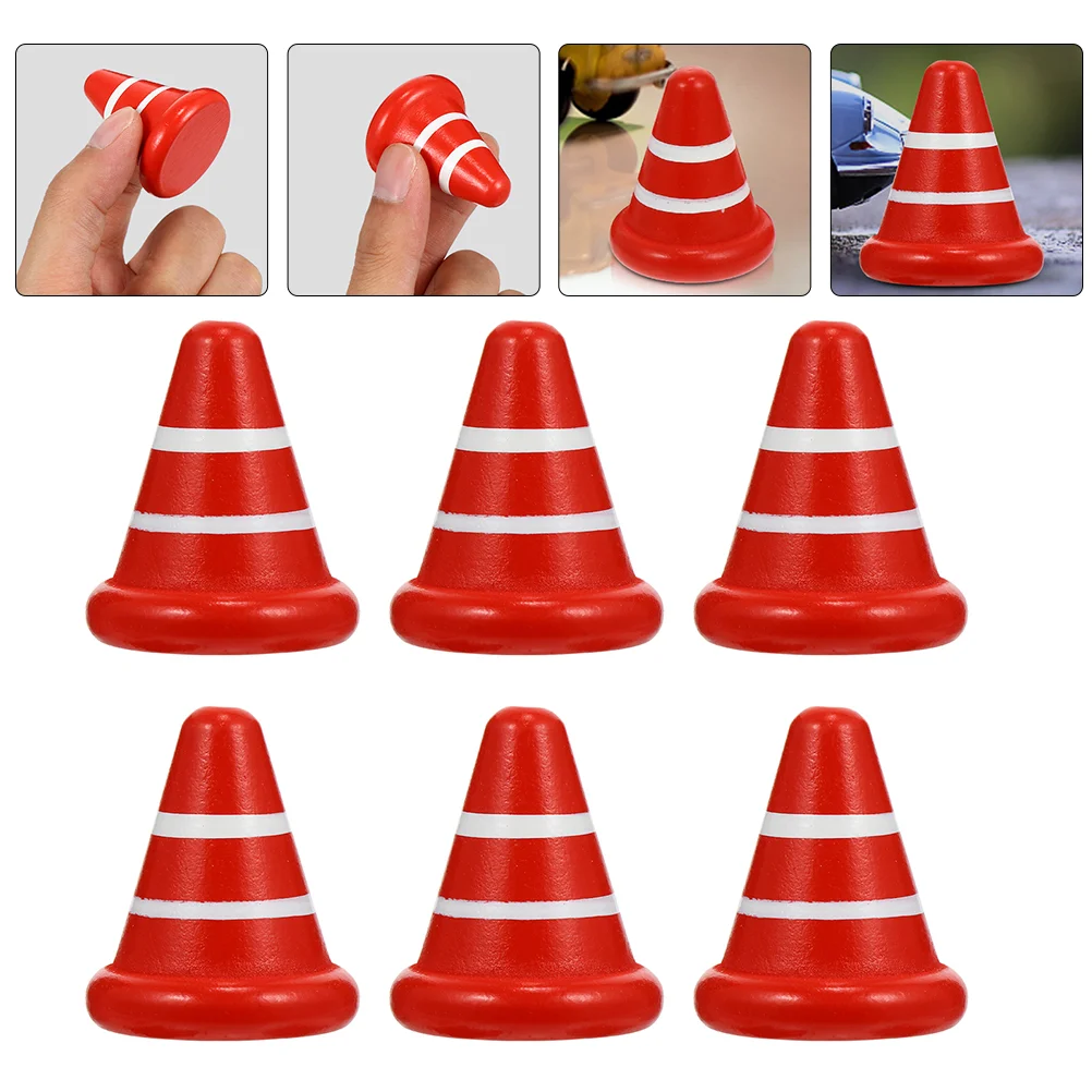 6 Pcs Football Wooden Road Cone Toy Child Mini Toys Traffic Learning Small Cones