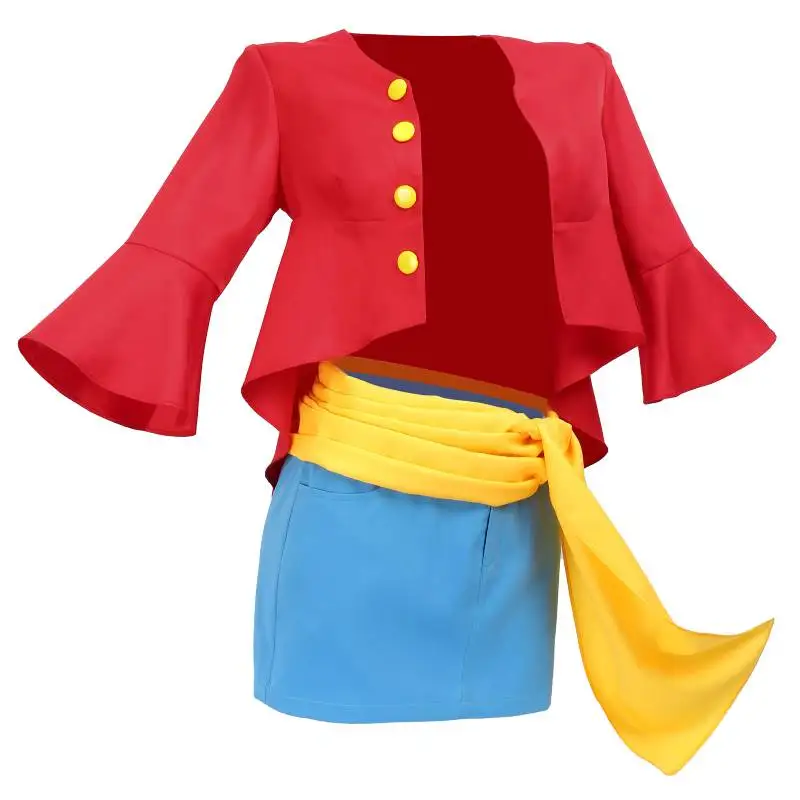 DAZCOS Women's Luffy Cosplay Costume ONE PIECE Monkey D. Luffy Sexy Mini Skirts Party Costume Straw Hat Anime Costume for Women