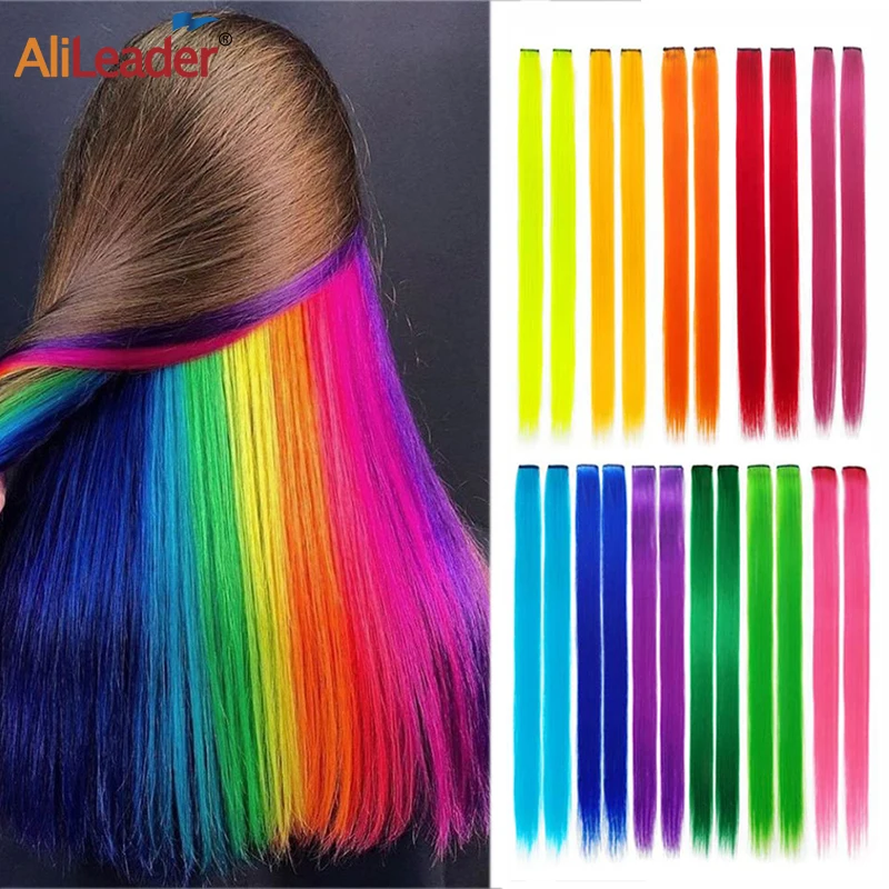 Synthetic Hair Clip-On Hair Extension 20Inch One Clip In Hair Extension For Women High Temperature Fiber Ombre Fake Hairpiece