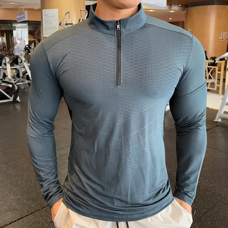 Men Running T Shirt Fitness Tight Long Sleeve Sport tshirt Workout Training Jogging Shirts Gym Sportswear Quick Dry Sportswear