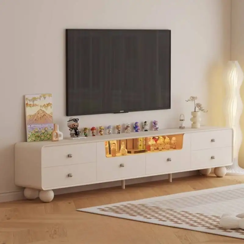 تخزين الضوء الأبيض خزانة التلفزيون الحد الأدنى الشمال غرفة المعيشة تلفزيون خزانة فاخرة مصمم طويل Fernseher Tisch أثاث المنزل