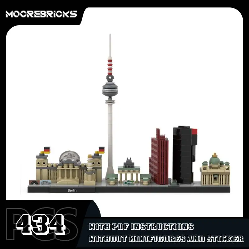 

MOC Building Blocks Berlin Skyline Model Architecture Display Assemble Bricks Collection Educational Desktop Display Gifts