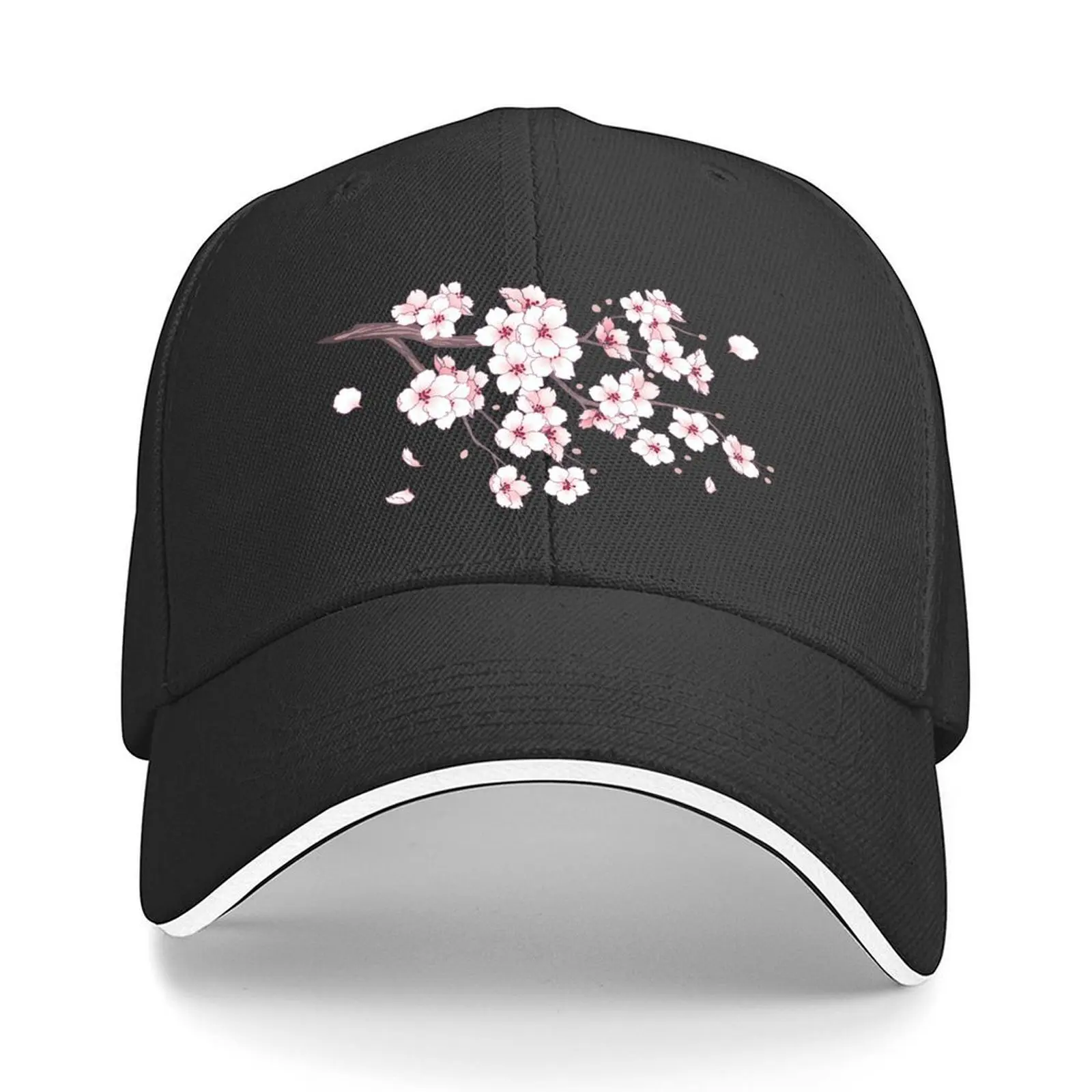 

Falling White Sakura Cherry Blossom Baseball Cap Gentleman Hat Golf custom caps tactical cap Mens Tennis Women's