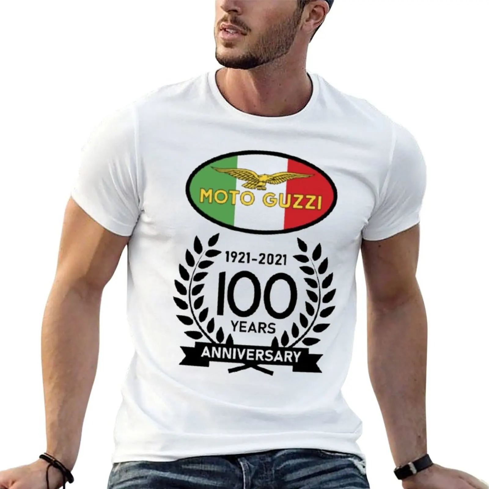 Round Neck 100 Years Anniversary Moto And Guzziss Logo Merch And T-shirt  Motion Tees Casual Graphic Funny Vintag Aactivity Comp