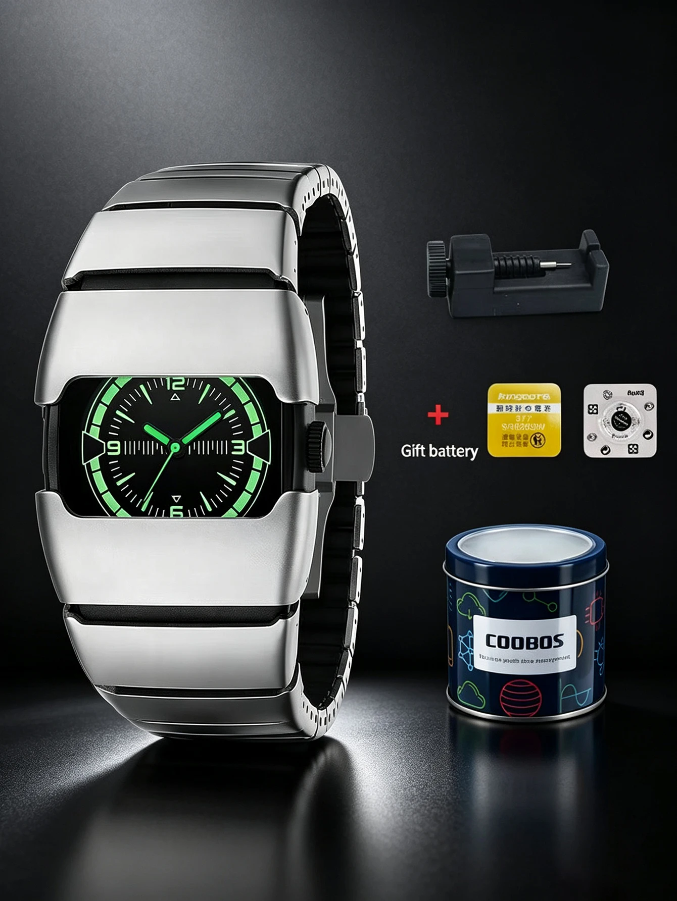 Luminous Men's Watch Gift Box Butterfly Buckle Wristwatch Night Glow Fashion Accessory for Gentlemen