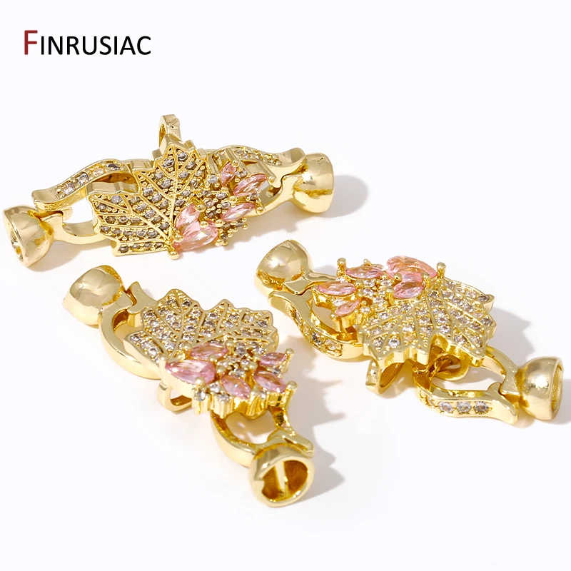 DIY Women Needlework Jewelry Making Supplies,18K Gold Plated Leaf Fastener Closure Lock Clasps Jewelry Accessories
