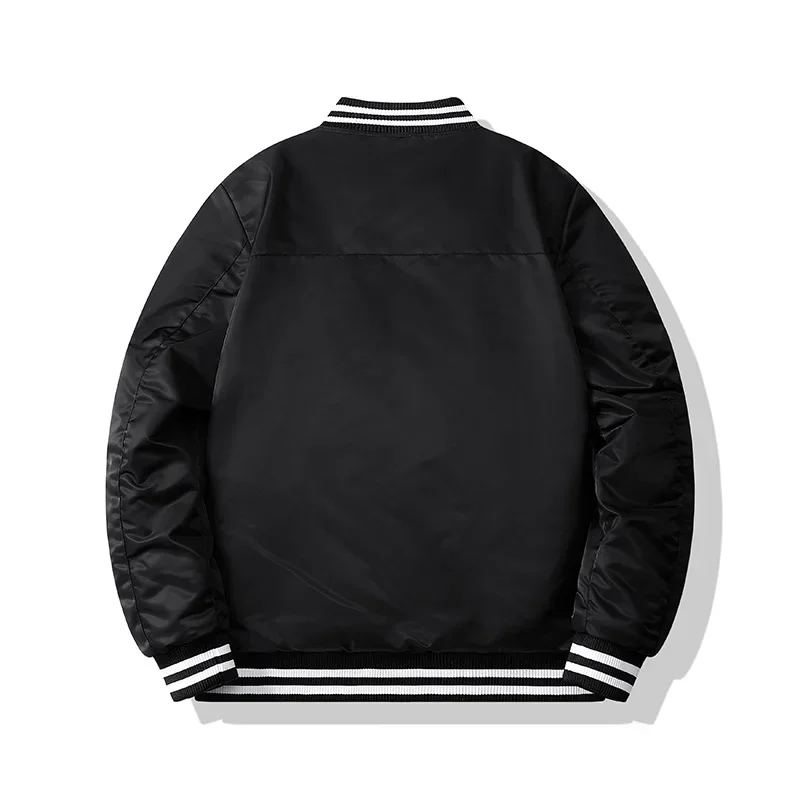 Chaqueta Bomber de béisbol gruesa abrigo de lana informal Otoño Invierno hombres suelto al aire libre Vintage cálido cuello alto cárdigan rompevientos