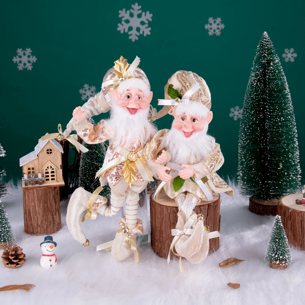 Christmas Elves Home Christmas Tree Ornaments Long Nose Doll Figurine Elf Wall Hanging Party Decor Christmas Elf Plush Dolls