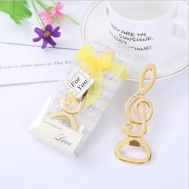 20pcs/lot Wedding Gifts Personalized Beer Opener Creative Musical Note With Exquisite Box Alloy Presents For Party Guest