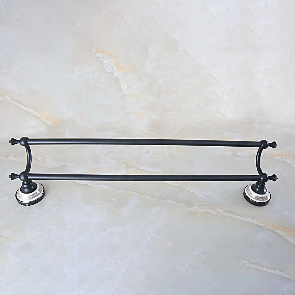 

Oil Rubbed Bronze Towel Bars Double Rails Wall Shelves Towel Holder Bath Shelf Hanger Bathroom Accessories Towel Rack zba712