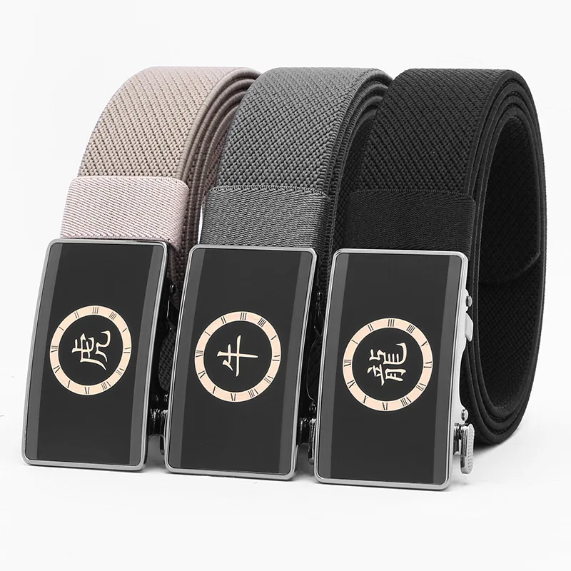 Chinese style zodiac belt, men's zodiac year alloy automatic buckle men's belt, versatile and customizable for casual wear
