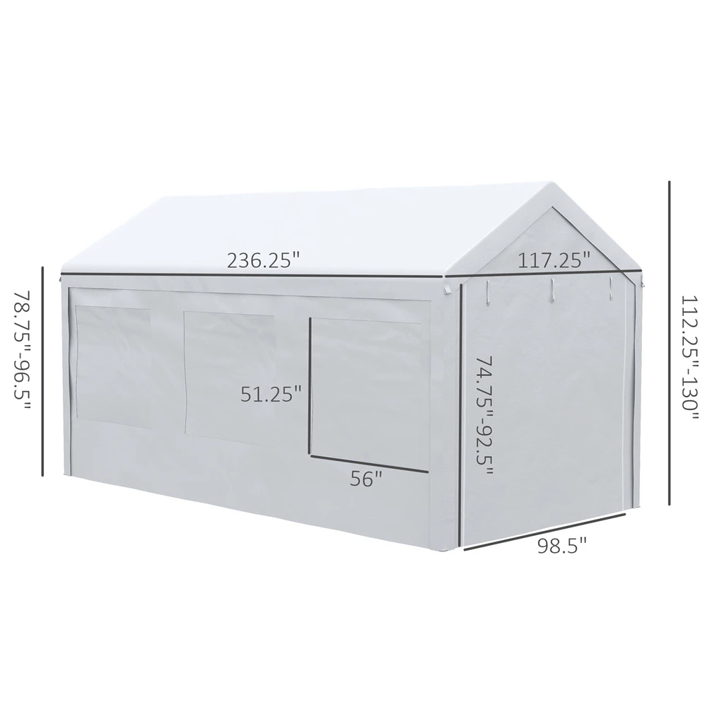 10' x 20' Party Tent and Carport, Height Adjustable Portable Garage, Outdoor Canopy Tent 8 Legs with Sidewalls for Car, Truck