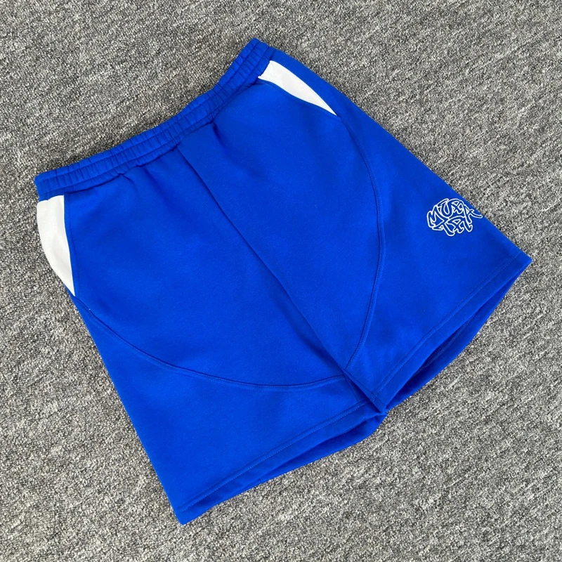 Celana Pendek Mertra Celana Pendek Kasual Pria Tali Serut Logo Bordir Warna Sambungan Musim Panas Mode Klasik Retro Amerika