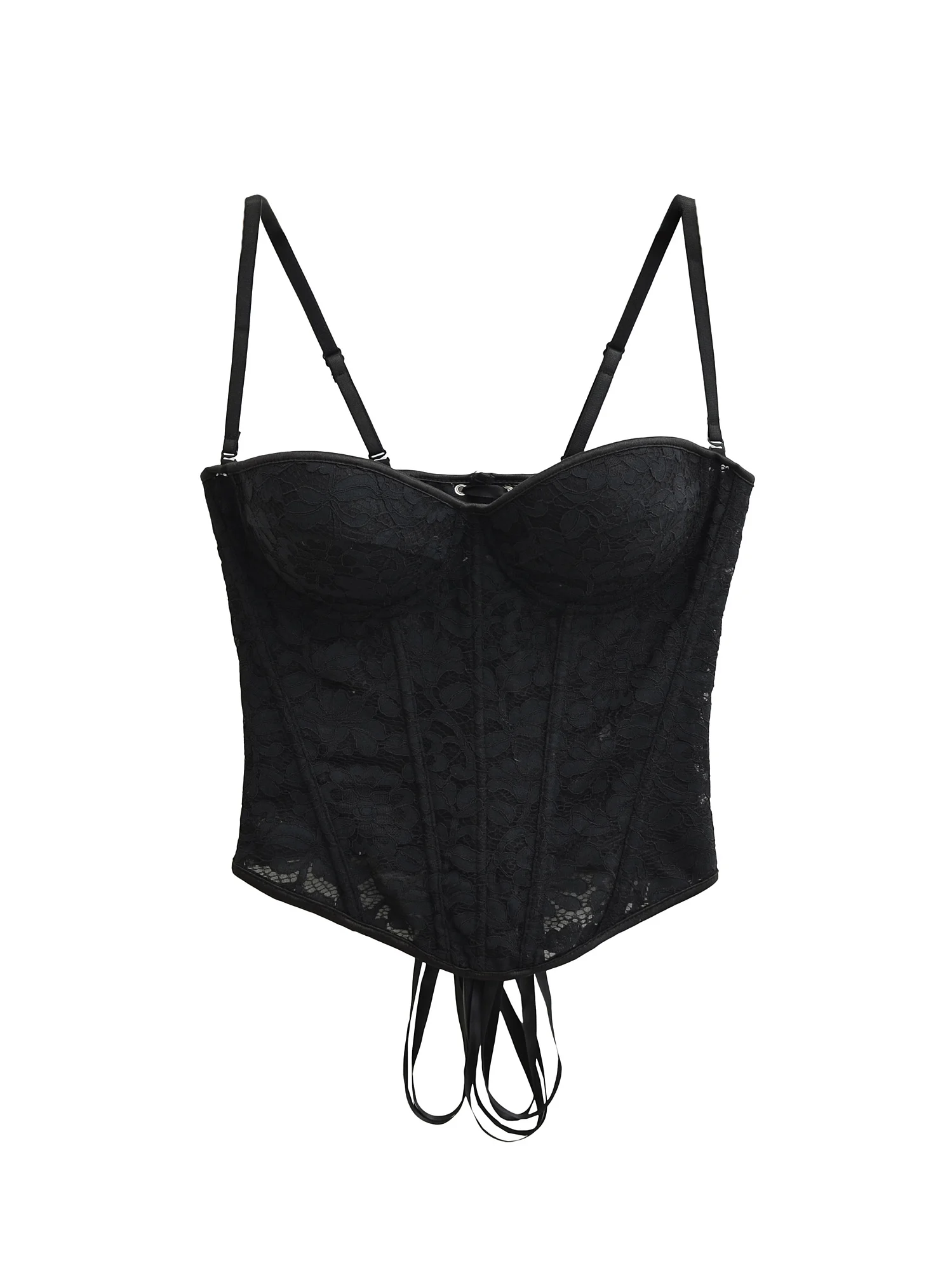 

Bla Lace Fibone Women's Brtte Tank Top Sexy Strapl Crop Top with Chest Pad Outerwear Slimming Waist Design