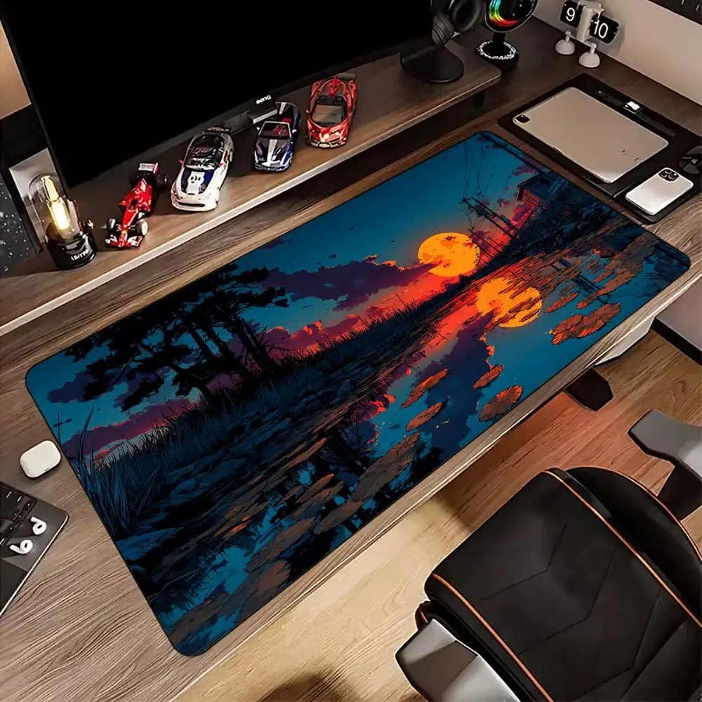 

Digital Art Dusk Illustration Mouse Pad rubber anti-slip Desk Mat pc accessories Gaming mat keyboard mousepad Desktop aesthetics