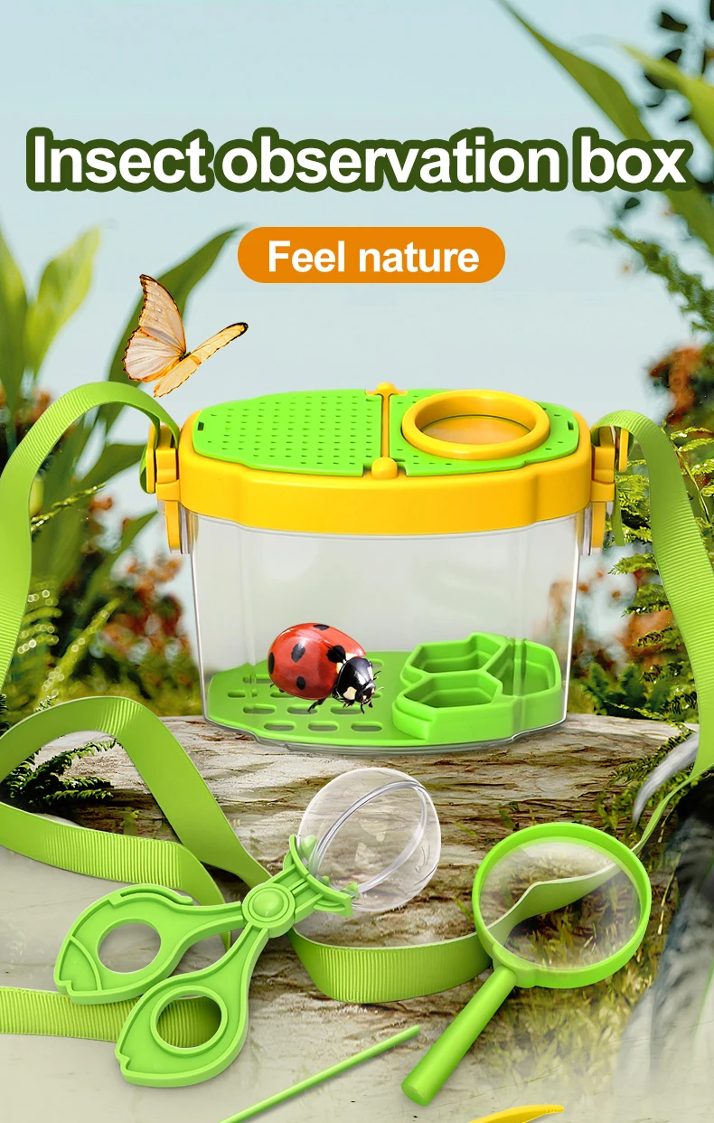 Neuartige Insektenbeobachtungsbox, Outdoor-Sammlung, Teleskop, Kaulquappe, Schmetterling, Seidenraupe, biologisches Experiment, Capture-Tool – Detail 14