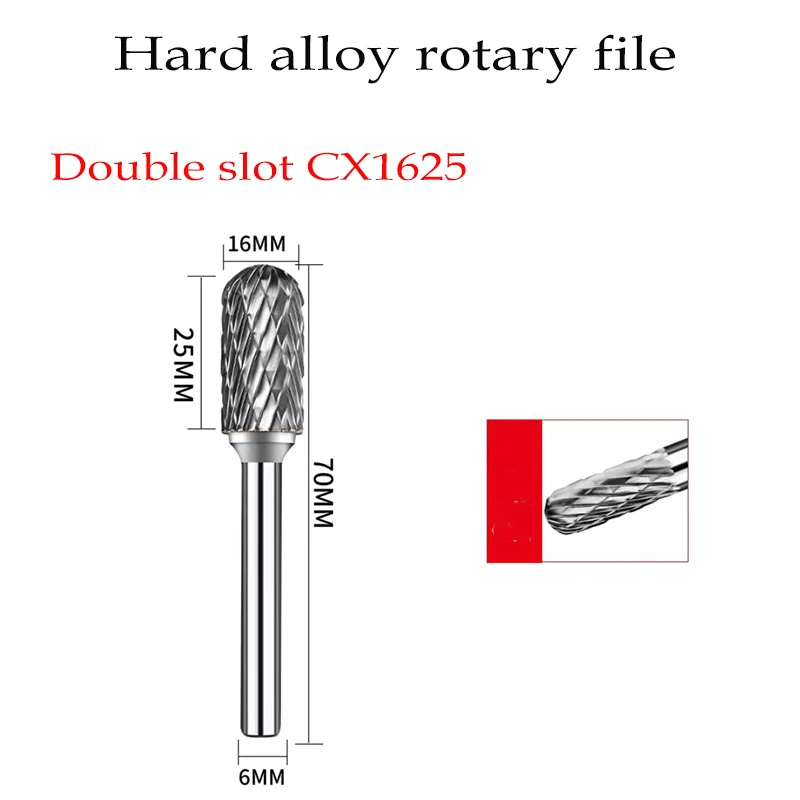 Lime rotative en acier au tungstène à rainure unique avec une fraise cylindrique en alliage dur à rainure sphérique avec une lame au dessus 6MM