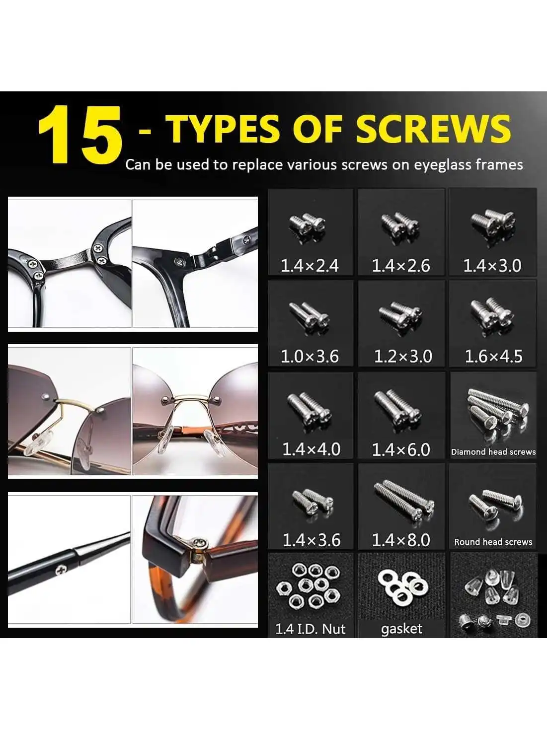 Glasses Repair Kit,Eyeglass Nose Pad Repair Kit, Air Chamber Soft Silicone Nose Pads, Screwdriver Set and Screw Cap,Suitable The view 5