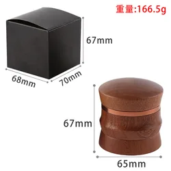 65mm solid wood smoke grinder creative aluminum tooth Sapele wood tobacco grinder smoking accessories