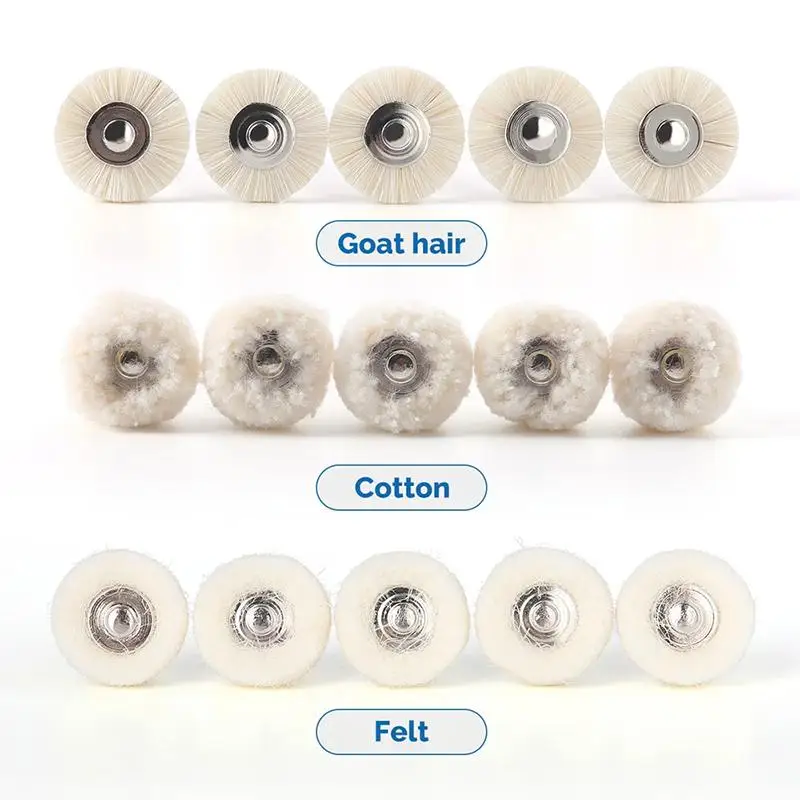 

.5 PCS/Pack Dental Polishing Brush Wheel 2.35mm RA Polisher Felt Cotton White Goat Hair For Low Speed Handpiece Dentistry Tool