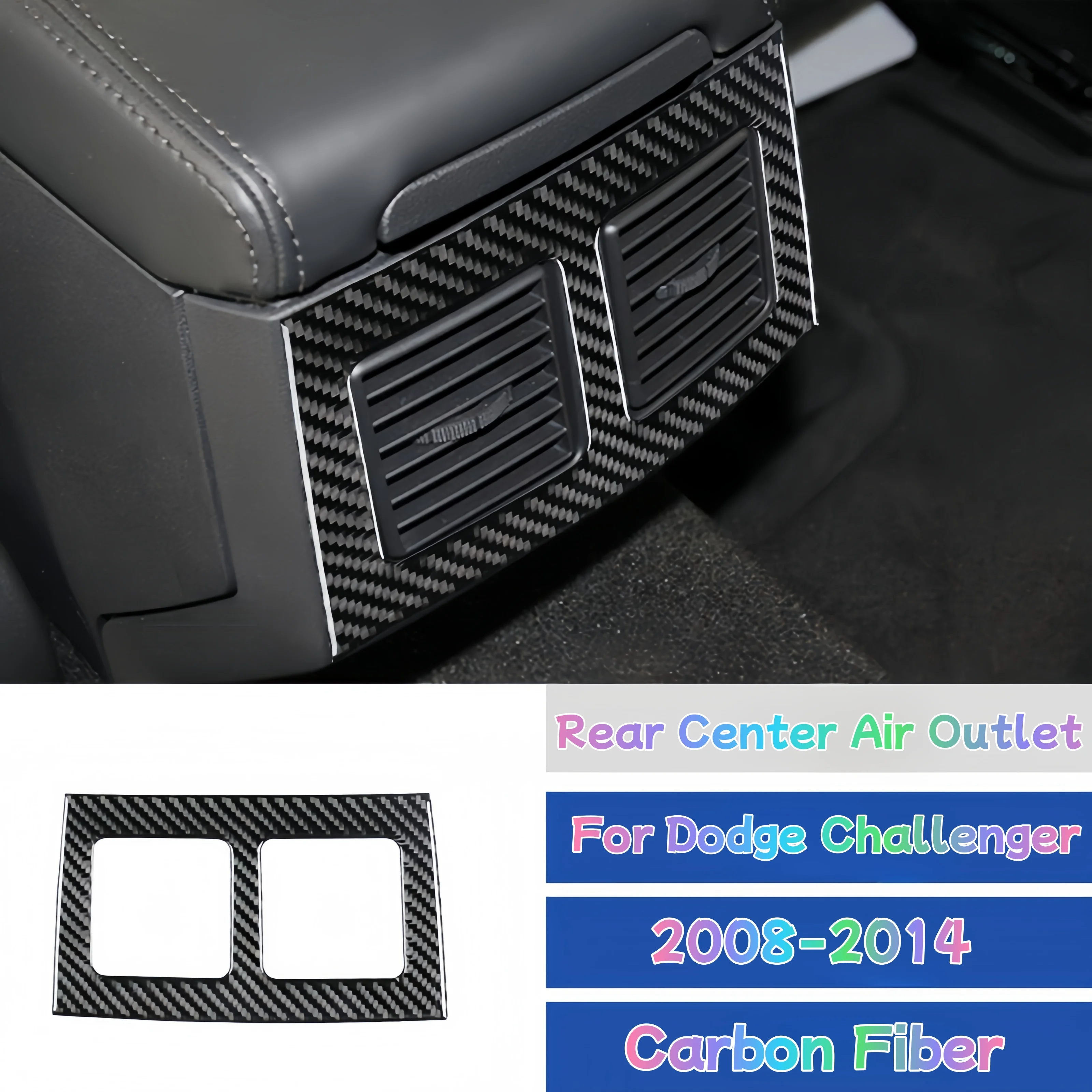 

For Dodge Challenger 2008-2014 Accessories Carbon Fiber Car Interior Rear Air Outlet Vent Panel Trim Cover Decoration Sticker