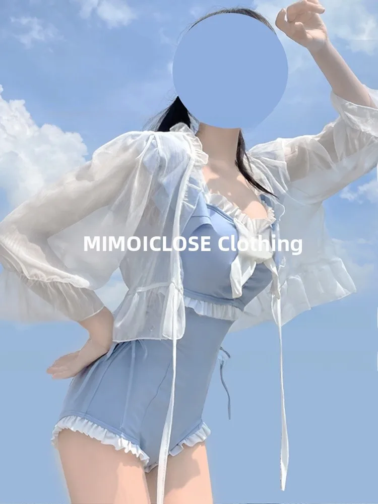

Женский купальник Mimoi Closet Fairy Sle White Outerwear Cardigan ELLS Top для горячих источников, с рукавом до локтя