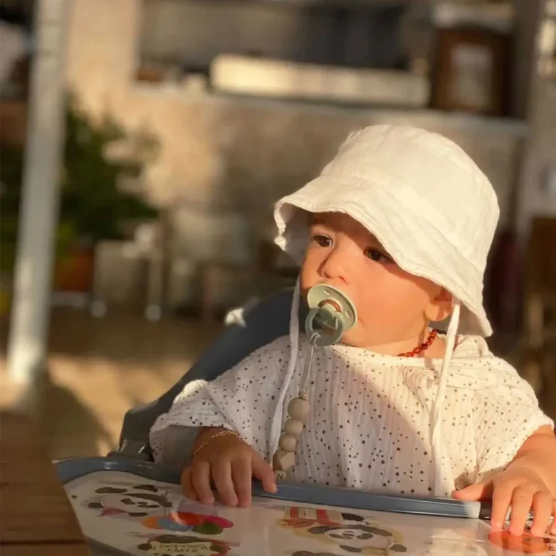 Sombreros de Panamá para bebés y niñas, sombrero de pescador sólido, sombrero de Sol para bebés, sombrero de cubo de algodón UV para exteriores,