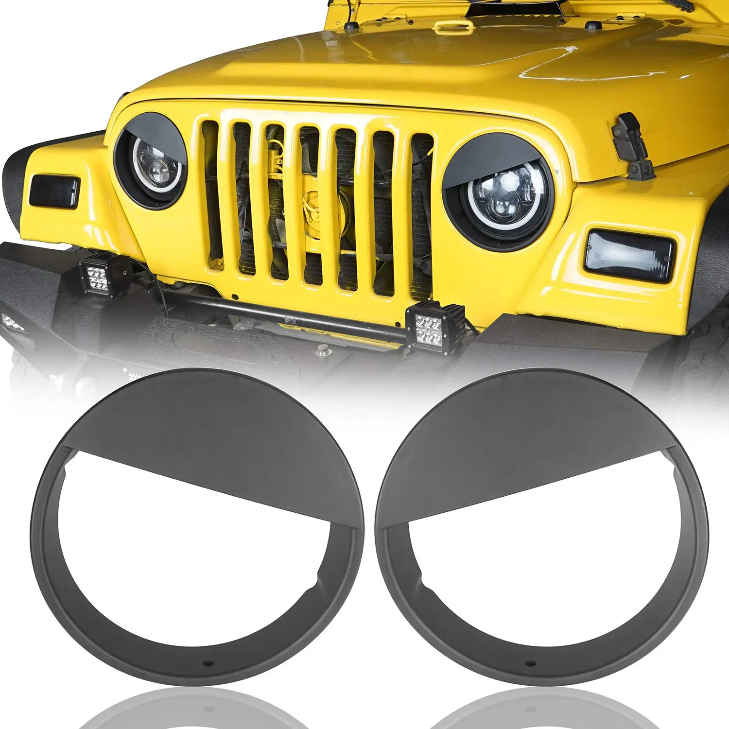 Матовые черные рамки для фар Angry Bird, совместимые с Jeep Wrangler TJ 1997-2007 гг., пара