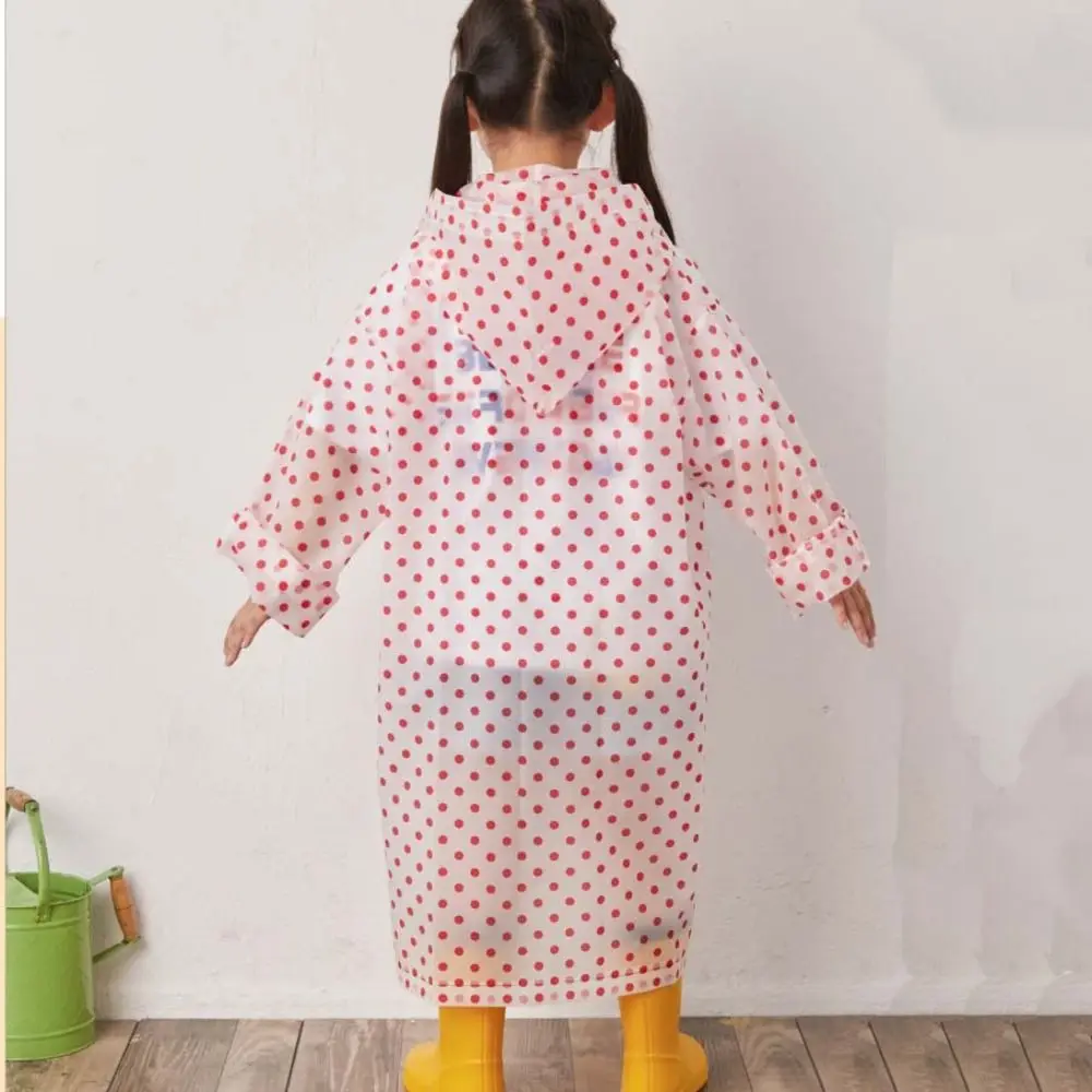 Dots Children Hooded Raincoat Portable Non Disposable EVA Boys and Girls Rain Gear Buttons Rain Poncho Kids Rain Cape Children