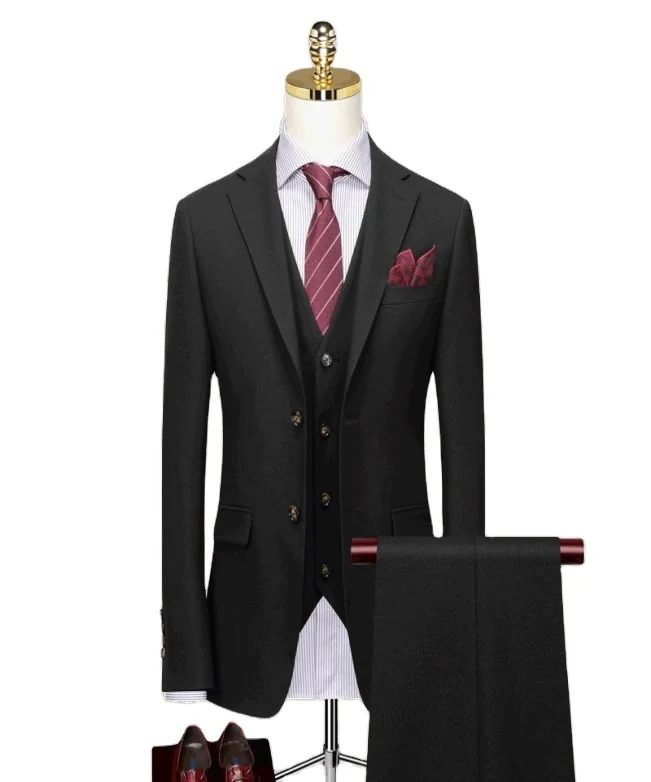 High End Black Formal Men Suit Set For Spring Summer Wear Business Men Wedding Suits