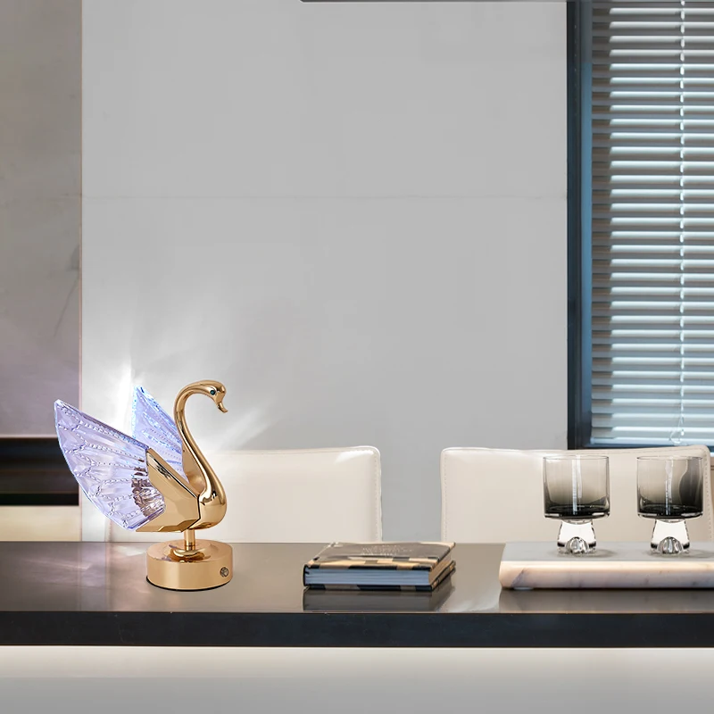 AFRA Modern LED Swan Rechargeable Table Lamp Creative Design Desk Light Decor For Home Living Room