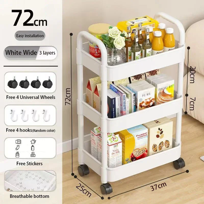 

Household Multi-layer Small Cart Kitchen Bedroom Bathroom Storage Rack Storage Rack With Wheels Storage Rack Floor To Floor