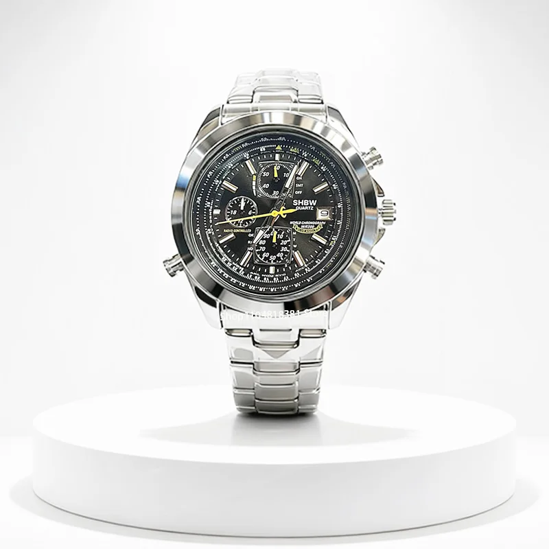 ساعة SHBW الأكثر مبيعًا 2025 كوارتز عصرية فاخرة للرجال - مضيئة، كرونو وتقويم، مقاومة للماء حتى 30 مترًا، حزام من الجلد الناعم