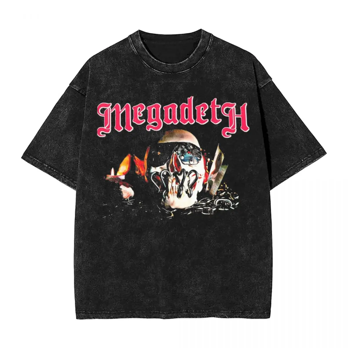 Megadeths T Shirts Hip Hop Washed 100% Cotton Harajuku T-Shirts Fashion for Men Women Tops Streetwear Summer Tees