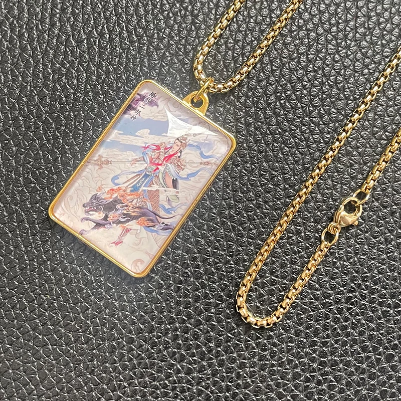 Erlang God Necklace Yang Jian Pendant Howling Celestial Dog Gold Double-sided Ethnic Antique