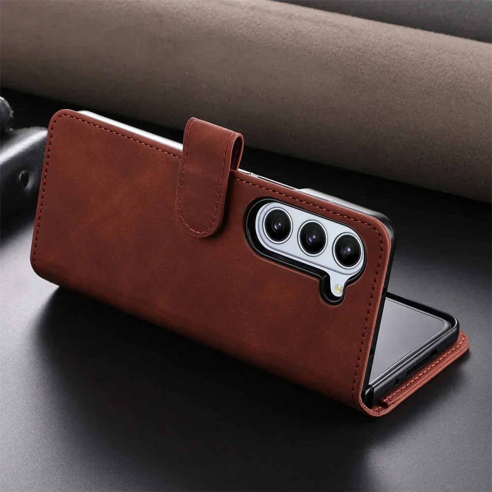 Flip Phone Case for Samsung Galaxy Z Fold6 5 4 3 Fold5 Fold4 Fold3 5G Card Slot Holder Kickstand Wallet Shockproof Leather Cover