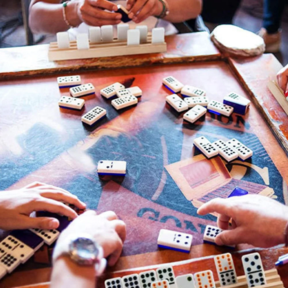 

Держатель для шаров из цельного дерева, поднос для домино, настольная игра, держатели для домино, деревянные стеллажи-органайзеры