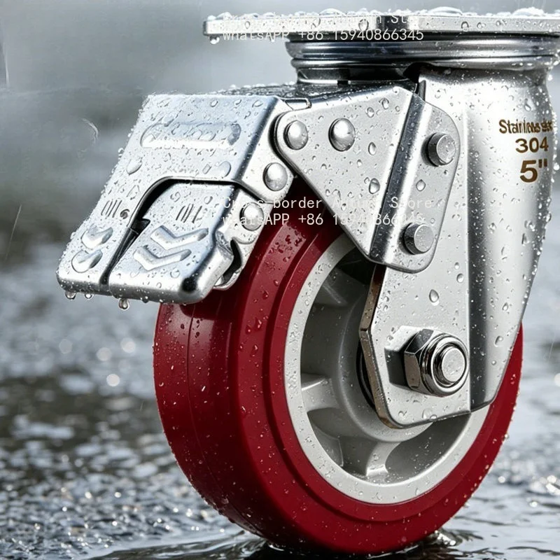 Stainless steel casters Heavy duty universal wheel 4/5/6/8 inch silent directional brake steering wheel