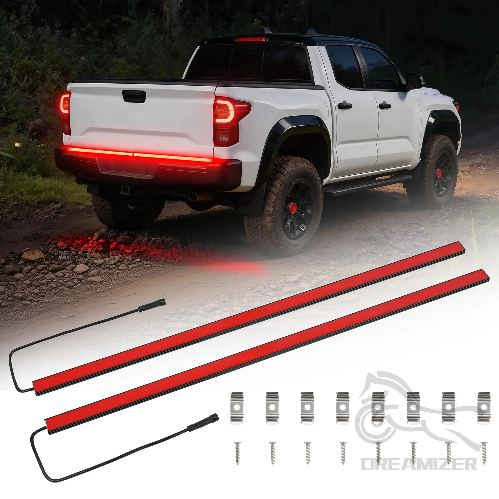 

2PCS 2 in 1 Tailgate Light Bar 25 Inch Aluminum 756LEDs Truck Tailgate Light Strip with Red Running Brake Turn Signal Lights