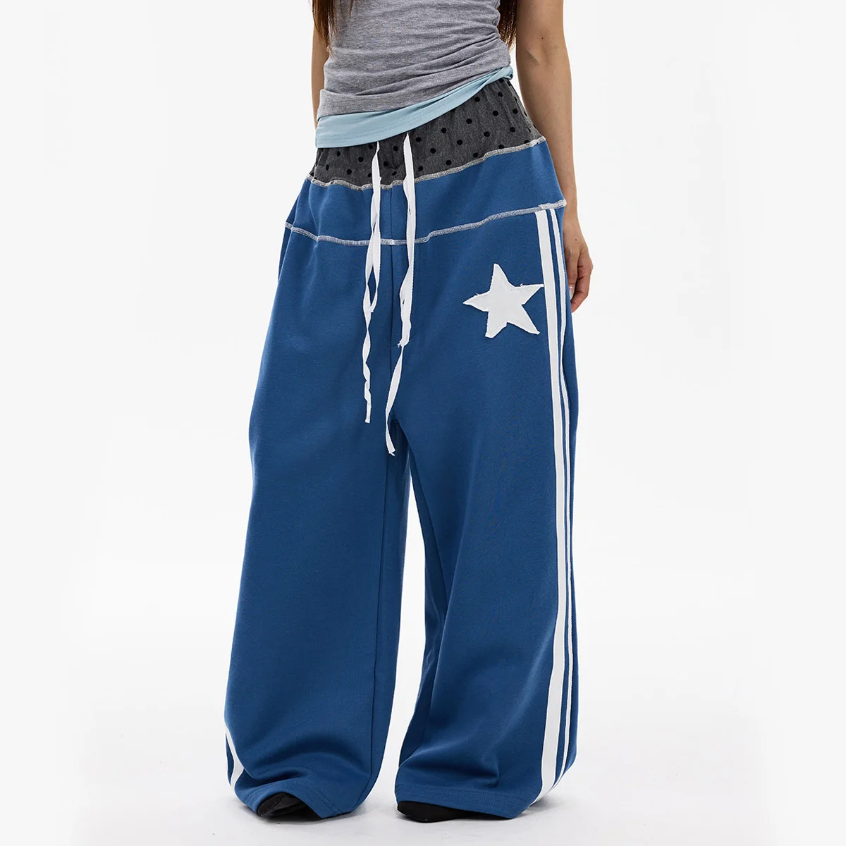 Splice Waist Sweatpants Men Women Streetwear Fashion Loose Casual Sport Wide Leg Baggy Pants Sweatpants Unisex Trousers