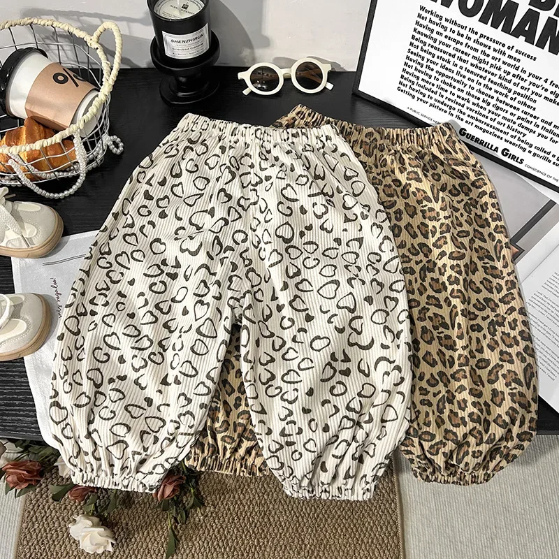 Spring Printed Casual Sweatpants 1-7Y Kids Girls Boys Corduroy Pants Loose Balloon Leg Design Soft Children Trousers Clothes