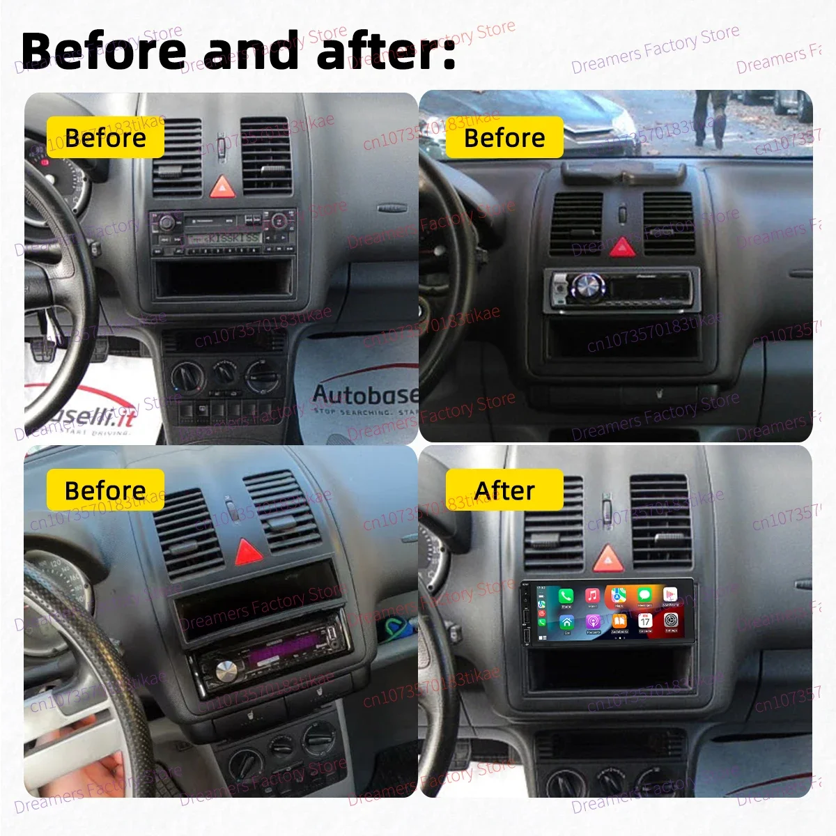 1 Din Android Radio for VW Volkswagen Polo 2000-2002 Carplay Autoradio Android Auto Stereo 6.86