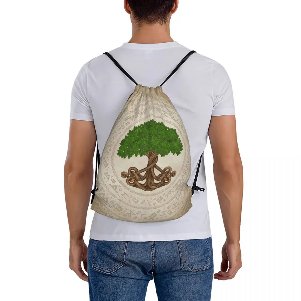 Celtic Oak Tree of Life Yggdrasil Mochilas, Sacos de Cordão, Bundle Pocket, Sports Bag, Bookbag para Homens e Mulheres, Estudantes