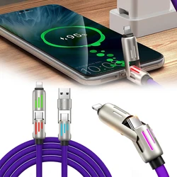 240W Super Fast Charging Cable 4 In 1 Multi Connectors Charger Rotating Elbow USB To Type-C 1.2M Mobile Phone Charger Cable