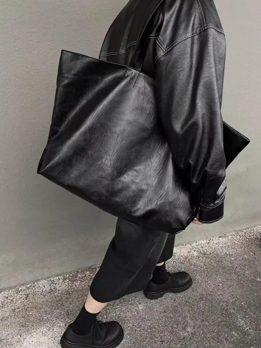 Bolso de hombro informal de cuero suave, bolso de ocio de gran capacidad para hombres y mujeres, para viajar, desplazars